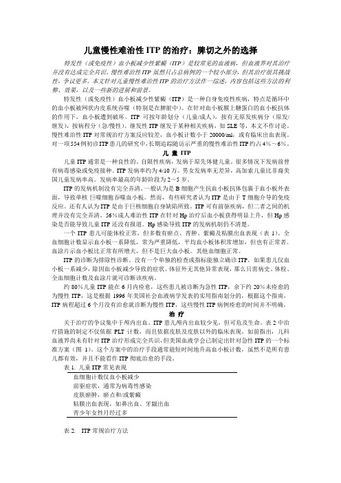 儿童慢性难治性ITP的治疗