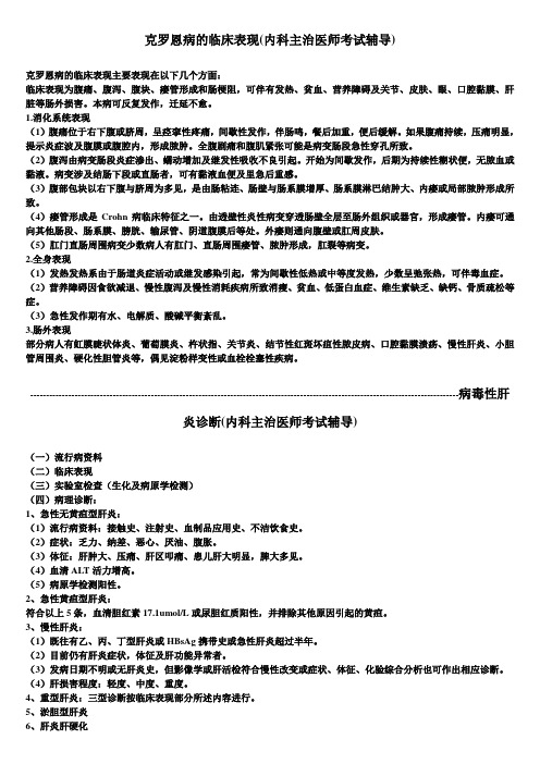 内科主治医师考试辅导：克罗恩病的临床表现