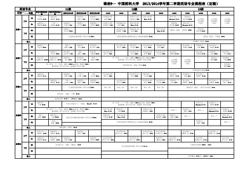 课表9—英语专业课程表(定稿)更新后