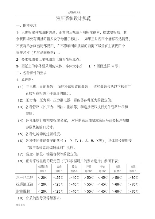 液压的系统设计要求规范要求