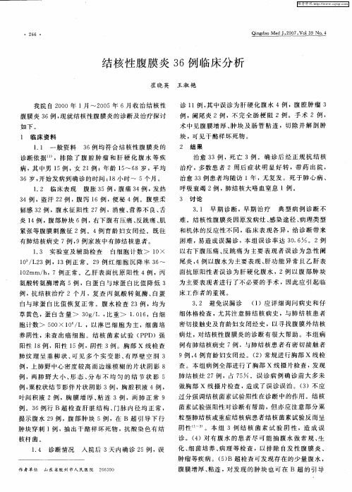 结核性腹膜炎36例临床分析