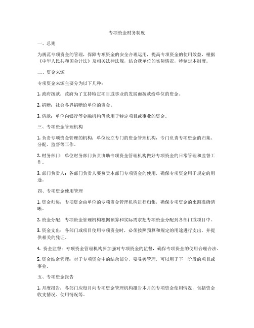 专项资金财务制度