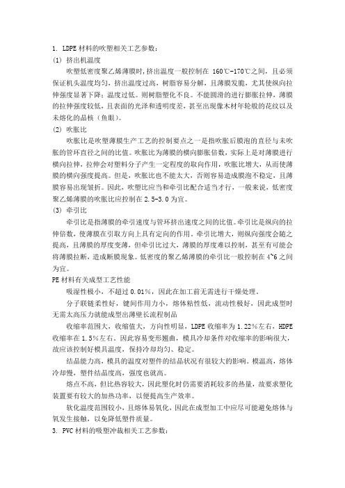 LDPE材料的吹塑相关工艺参数