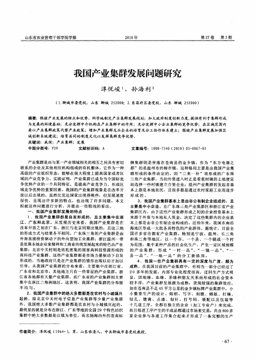 我国产业集群发展问题研究