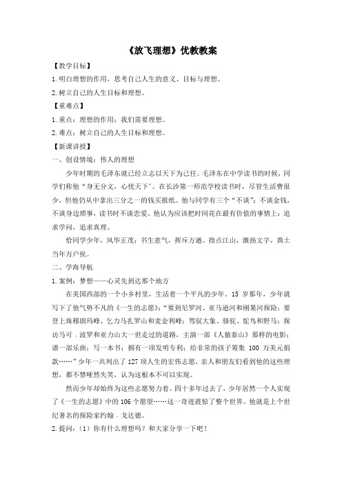 《放飞理想》优教教案