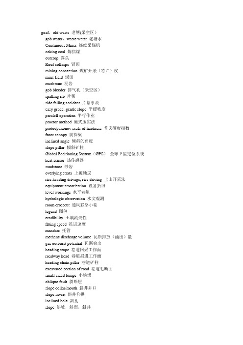 煤炭能源业相关英语词汇