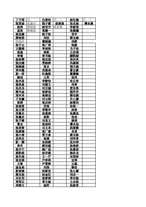 副本副本Book1五年级分班名单10