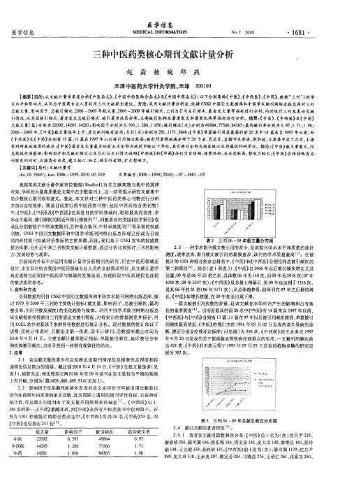 三种中医药类核心期刊文献计量分析