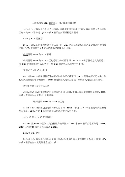 天津斯博威j41h截止阀与j41f截止阀的区别