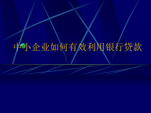 中小企业如何有效利用银行贷款 ppt课件
