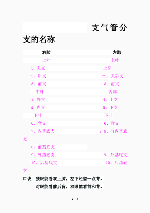 最新肺叶的分段口诀(精品课件)
