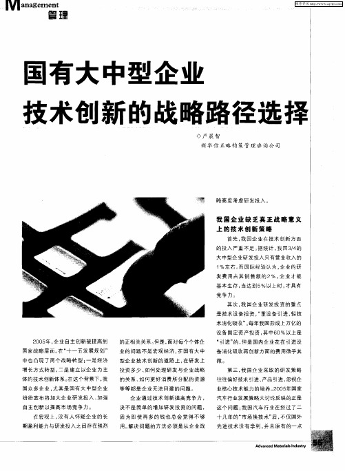 国有大中型企业技术创新的战略路径选择
