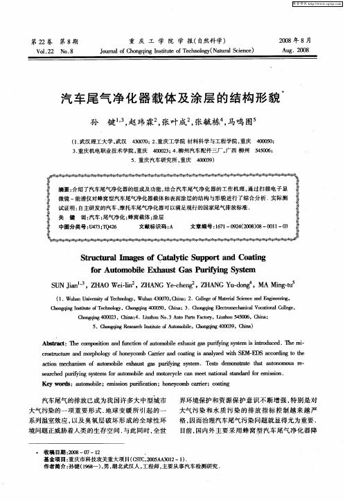 汽车尾气净化器载体及涂层的结构形貌