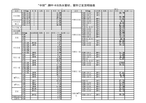 PUV-U排水管材、管件价格表