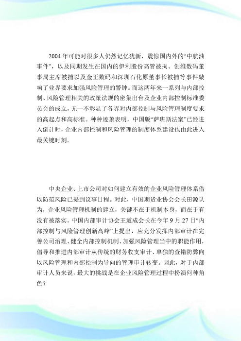 风险管理：内部审计新视点-国际内审师.doc