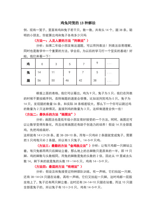 鸡兔同笼的13种解法