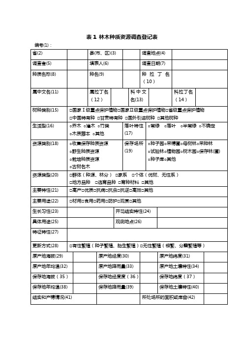 林木种质资源调查表(新表)