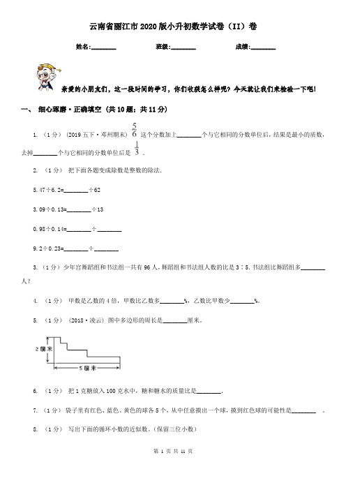 云南省丽江市2020版小升初数学试卷(II)卷