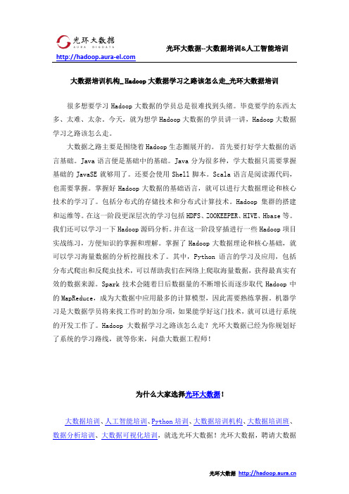 大数据培训机构_ Hadoop大数据学习之路该怎么走_光环大数据培训