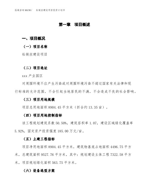 杜镁丝建设项目投资计划书