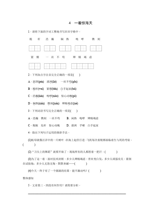 人教版部编本八年级语文上册 4《一着惊海天》同步练习