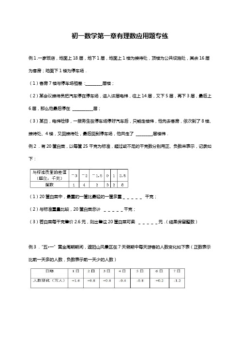 最新人教版七年级数学上册：1有理数应用题专练练习题.docx