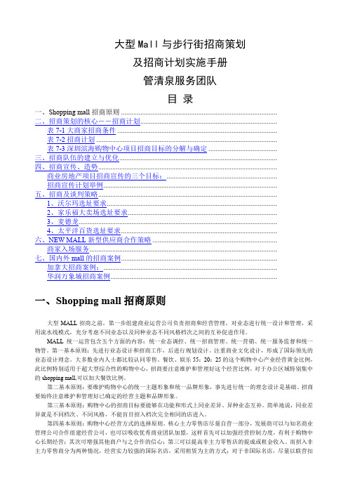 大型Mall与步行街招商策划及招商计划实施手册