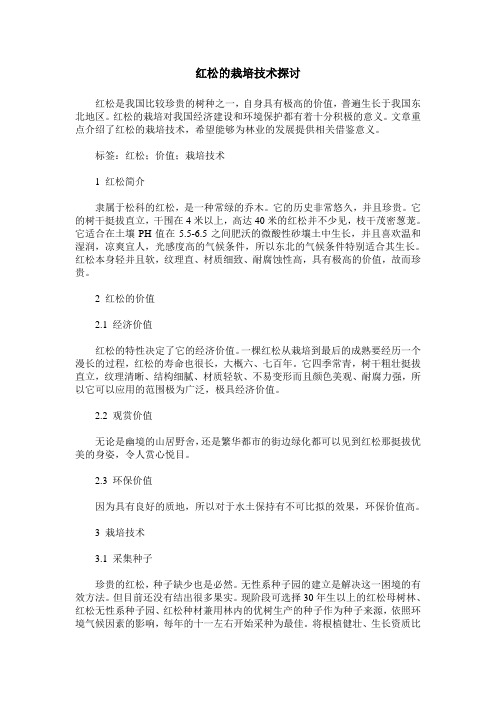 红松的栽培技术探讨
