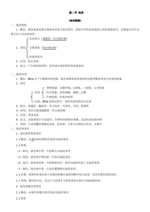 必修2遗传与进化知识点
