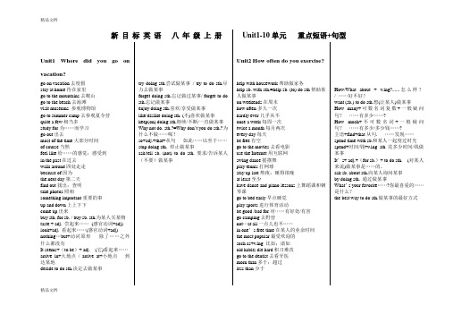 新目标英语 八年级上册  Unit1-10重点词组资料讲解