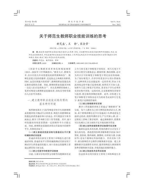 关于师范生教师职业技能训练的思考