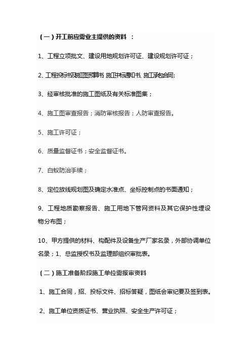 开工前准备资料
