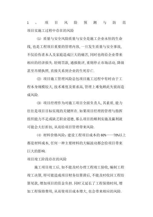 项目风险预测与防范措施