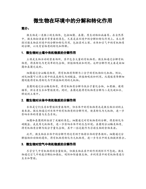 微生物在环境中的分解和转化作用