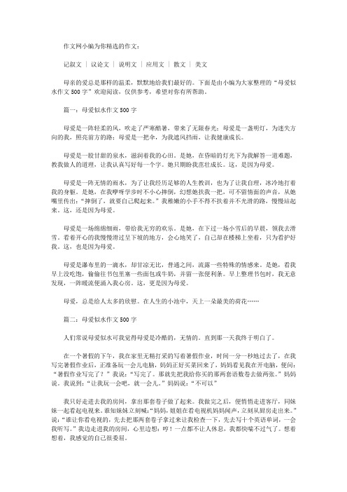 母爱似水作文500字