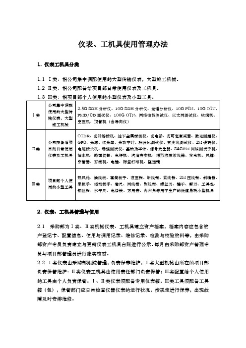 仪表、工机具使用管理办法