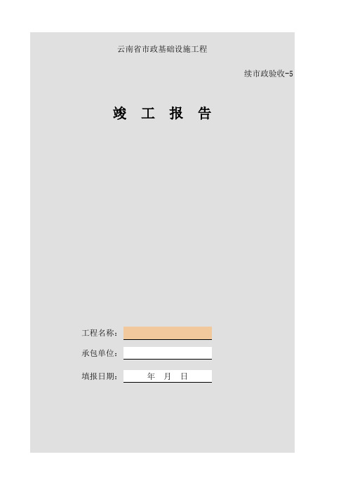 云南省市政基础设施工程竣工报告