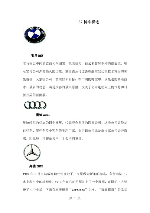 32种车标志word精品文档15页