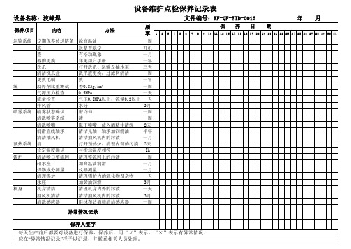波峰焊点检表