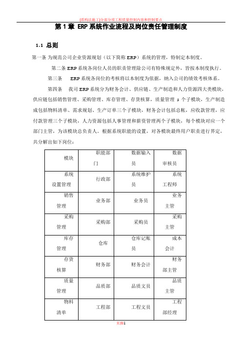 ERP系统岗位责任制度及操作指南