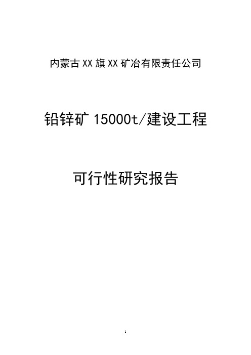 内蒙古某铅锌矿15000t建设工程可行性策划书