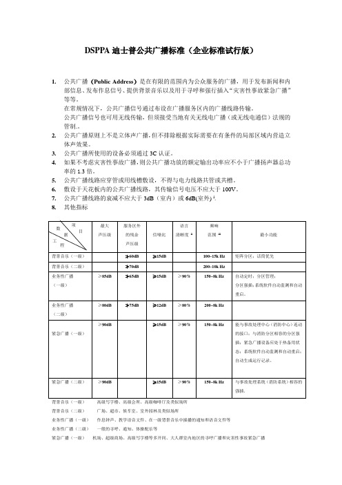 DSPPA迪士普公共广播标准(企业标准试行版)