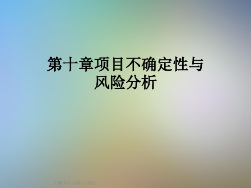 第十章项目不确定性与风险分析