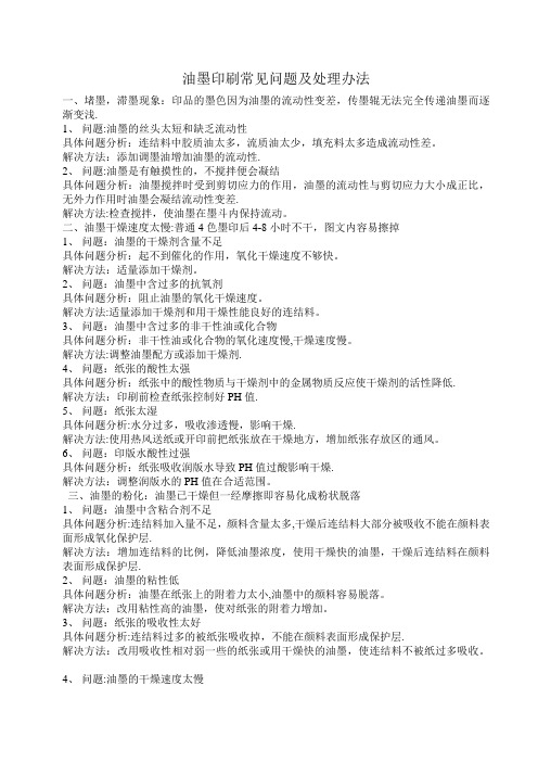 油墨印刷常见问题及处理办法【范本模板】