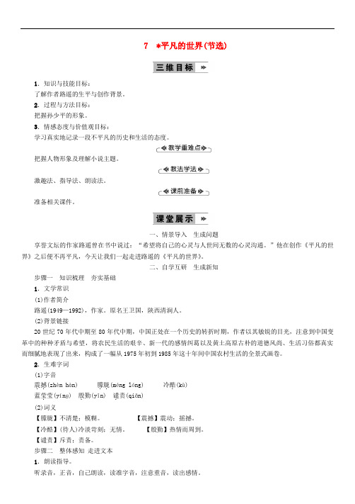 九年级语文上册第2单元7平凡的世界(节选) 省优获奖教案语文版8
