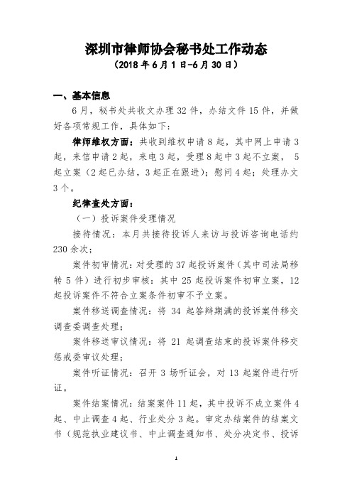 深圳律师协会秘书处工作动态