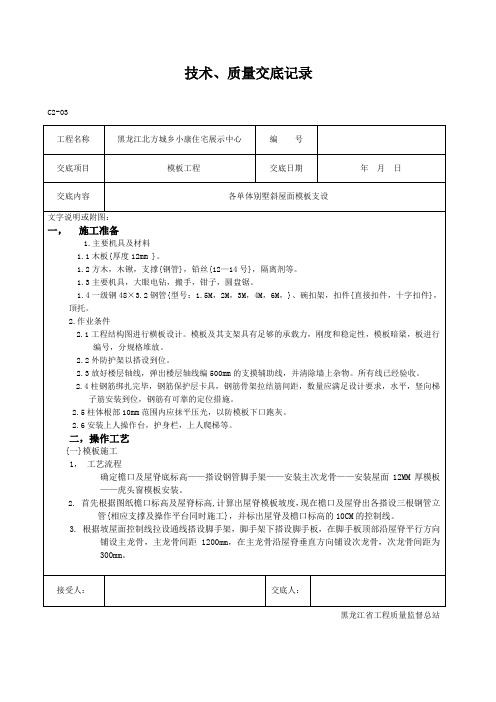 斜屋面模板支设
