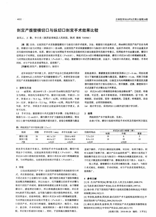 剖宫产腹壁横切口与纵切口剖宫手术效果比较