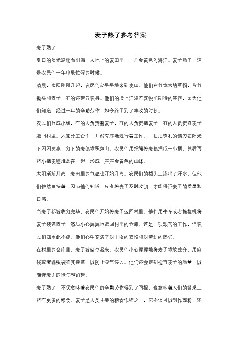 麦子熟了参考答案