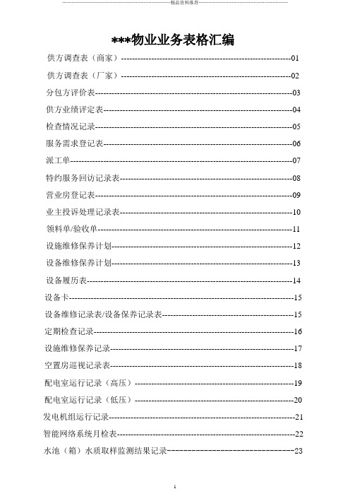 物业公司各类表格